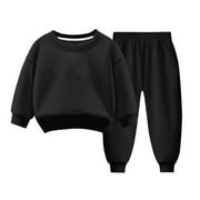 Toddler Tracksuit Girl 4T 2 Piece Fall Casual Sweatsuit Outfits Long Sleeve Crewneck Sweatshirt Joggers Sweatpants 3-8T, Black, 7 Years